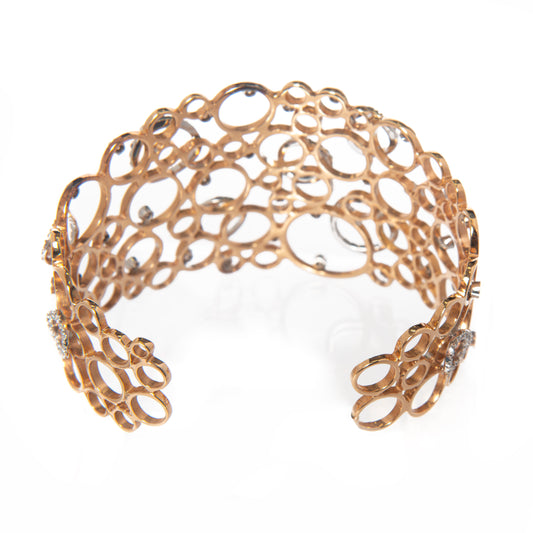 Bracciale opera d'arte oro bianco e rosa con diamanti, gioielli di lusso artigianali, bracciale con diamanti F color VS e diamanti brown, alta gioielleria italiana, Collezione Conte Creative gioielli esclusivi, bracciale in oro 18 kt design unico.