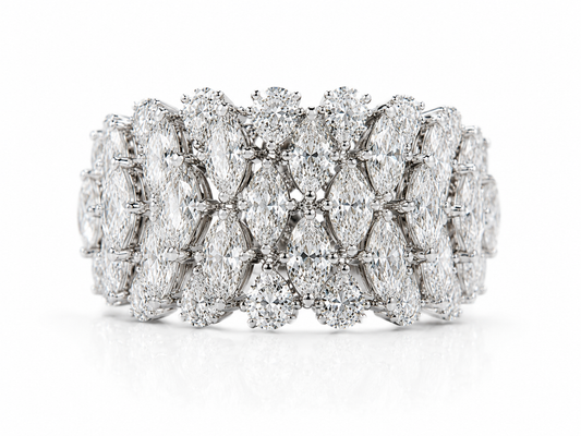 anello fascia con diamanti fanti cut