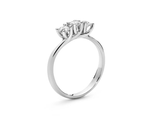Miluna | Anello Trilogy con Diamanti in Oro Bianco