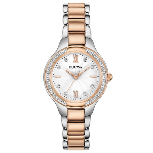 Bulova | Classic Diamonds 98R272 – Orologio Donna Elegante con Diamanti e Acciaio Dorato