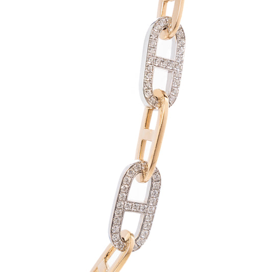 Collana Catena Bicolore in Oro Giallo e Bianco con Diamanti – Collezione Conte Creative