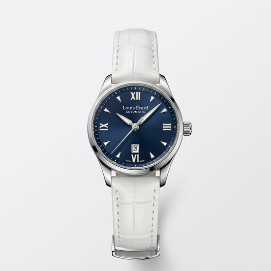 Louis Erard 20100 AA05 | Orologio donna automatico blu con cinturino bianco