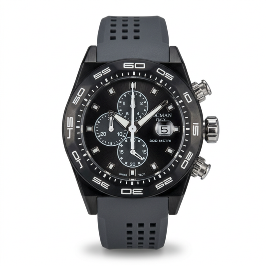 Locman cronografo – Quadrante nero e cinturino grigio