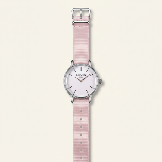 Locman Donna ref. 253 – Quadrante bianco e cinturino in tessuto rosa