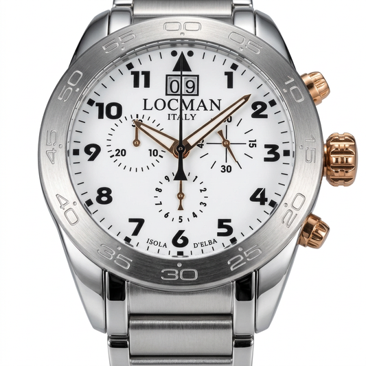 Locman cronografo – Quadrante bianco e bracciale metallico