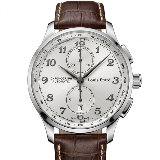 Louis Erard 73228 AA01 | Cronografo automatico con quadrante chiaro e cinturino marrone