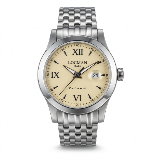 Locman Island da uomo ref. 614 – Quadrante crema e bracciale metallico