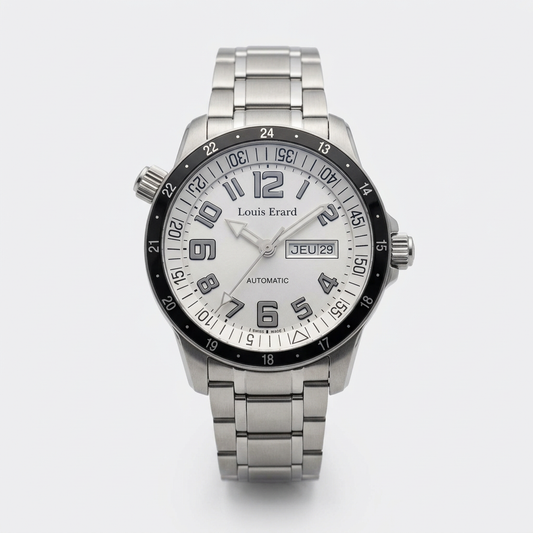 Louis Erard 72430 | Automatico con quadrante chiaro, giorno e data e bracciale in acciaio