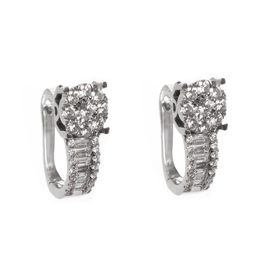 Orecchini con Clips in Oro Bianco con Diamanti Brillanti e Baguette – Collezione Conte Creative