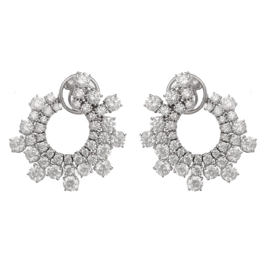 Orecchini Venezia in oro bianco 18 kt con diamanti naturali taglio brillante e goccia - Leo Pizzo