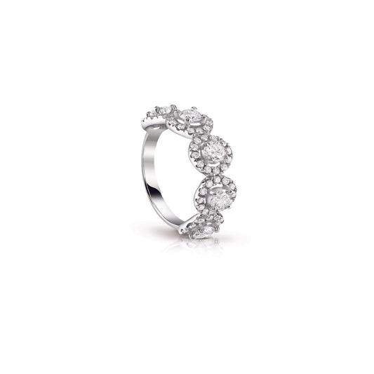 Veretta 5 pietre con contorno - Gioielleria Conte