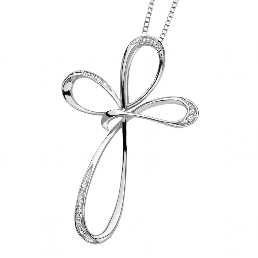 DonnaOro Pendente a Croce oro bianco e diamanti – Gioielleria Conte