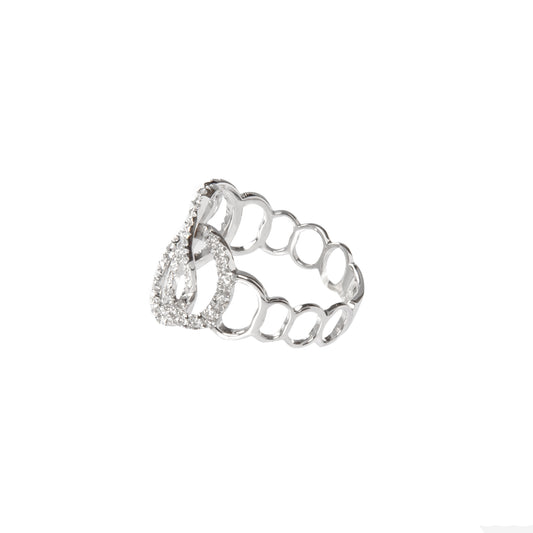 Anello maglia groumette con diamanti, anello in oro 18 kt con diamanti, gioielli di lusso artigianali, alta gioielleria italiana, anello esclusivo Collezione Conte Creative, anello design groumette.