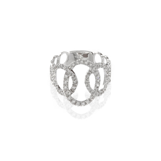 Anello maglia groumette con diamanti, anello in oro 18 kt con diamanti, gioielli di lusso artigianali, alta gioielleria italiana, anello esclusivo Collezione Conte Creative, anello design groumette.