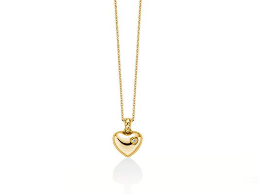 Miluna | Collana in Oro Giallo 375 e Pendente a Cuore con Diamante