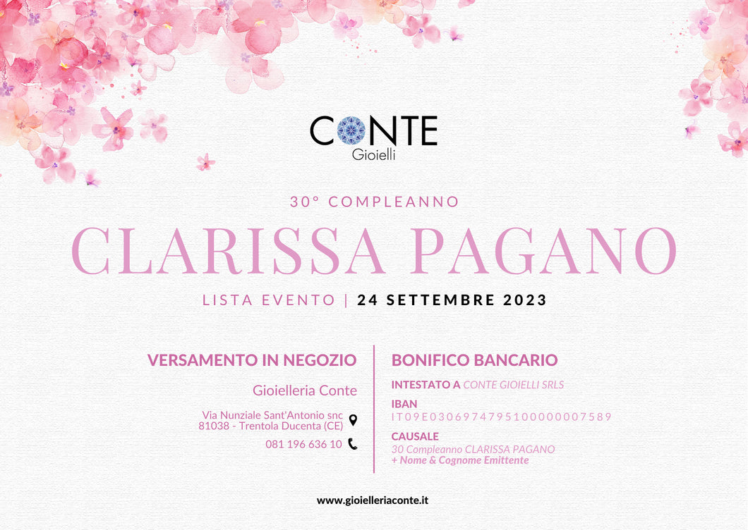 LISTA EVENTO |  CLARISSA PAGANO