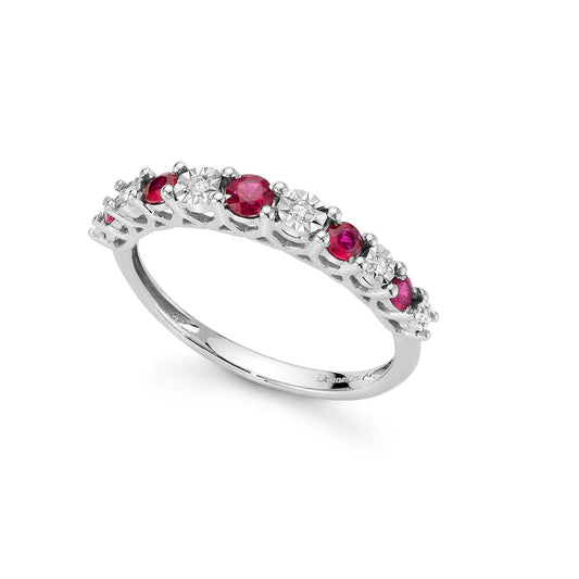 DonnaOro | Anello Veretta in Oro con Rubini e Diamanti