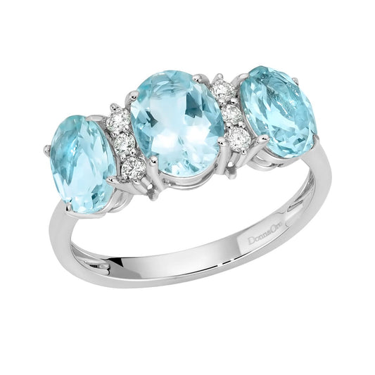 DonnaOro | Anello Blumarine in Oro Bianco con Acquamarine e Diamanti