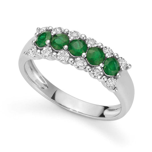 DonnaOro | Anello Orizzonti in Oro Bianco con Smeraldi e Diamanti
