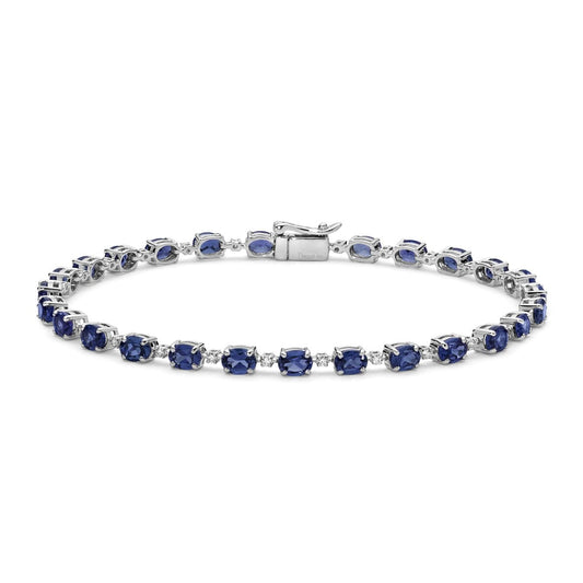 DonnaOro | Bracciale Tennis Incontri in Oro Bianco con Zaffiri e Diamanti