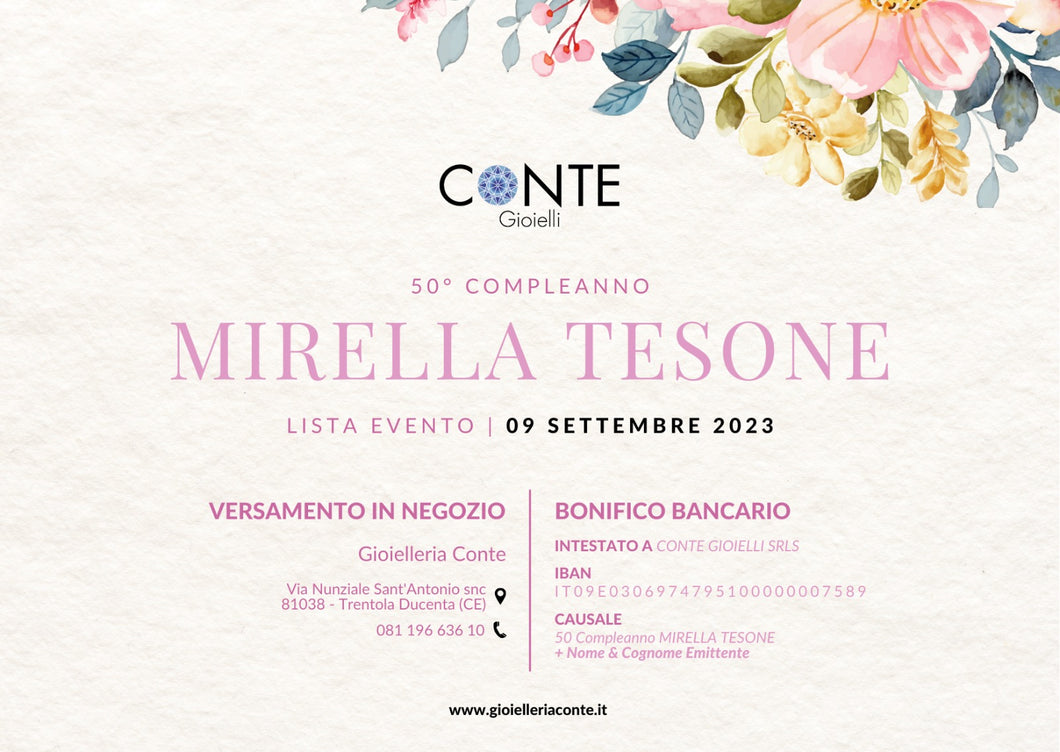 LISTA EVENTO |  Mirella Tesone