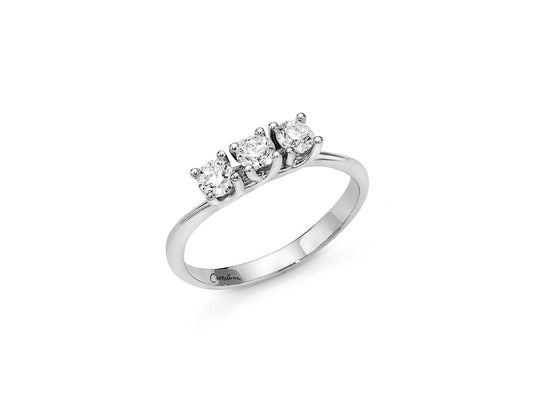 Miluna | Anello Trilogy con Diamanti in Oro Bianco