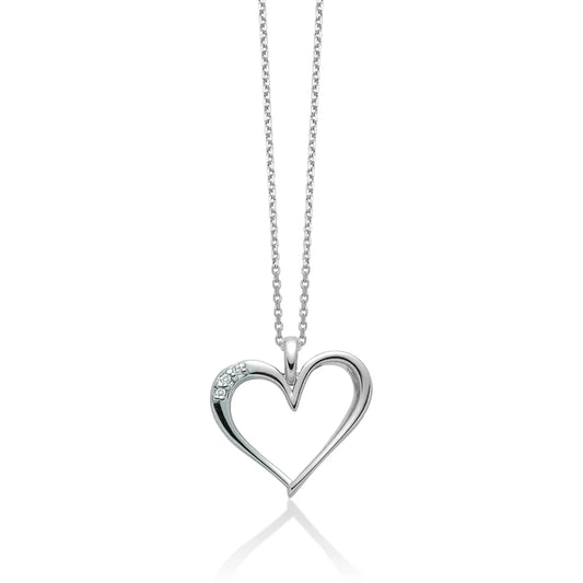 MILUNA | Collana in oro bianco e diamanti con cuore pendente