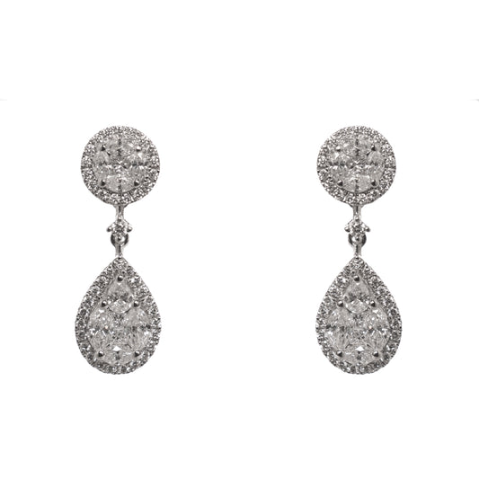 Orecchini Pendenti con Gocce in Oro Bianco e Diamanti – Collezione Conte Creative