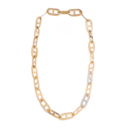 Collana Catena Bicolore in Oro Giallo e Bianco con Diamanti – Collezione Conte Creative