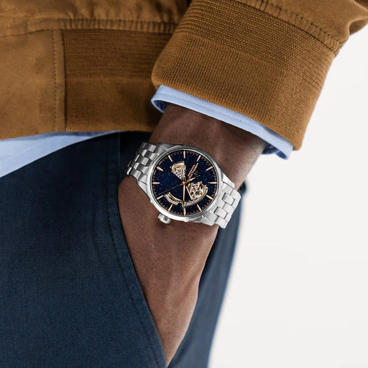HAMILTON | Jazzmaster Open Heart Auto 42mm – Quadrante Blu e Bracciale in Acciaio