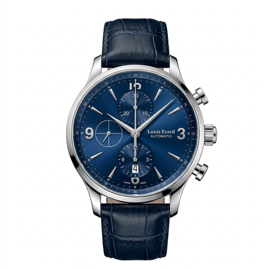 Louis Erard 78225AA05 | Cronografo automatico con quadrante blu e cinturino blu