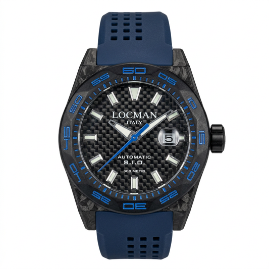 Locman automatico S.I.O. – Quadrante nero e cinturino blu