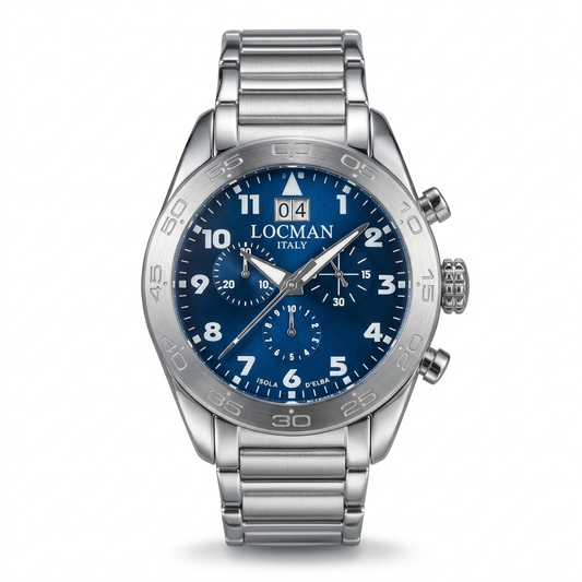 Locman cronografo – Quadrante blu e bracciale metallico