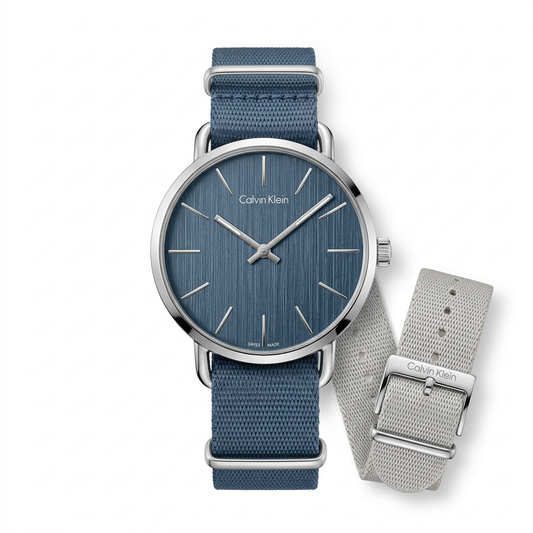 Calvin Klein K7B211WI | Orologio Swiss Made blu con cinturino in tessuto