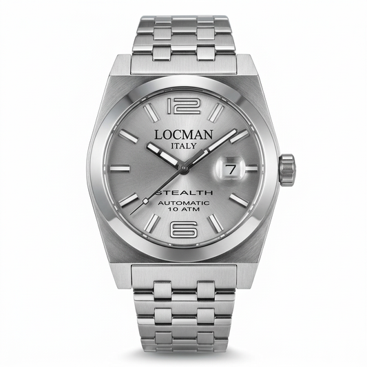 Locman Stealth automatico ref. 205 – Quadrante argentato e bracciale metallico