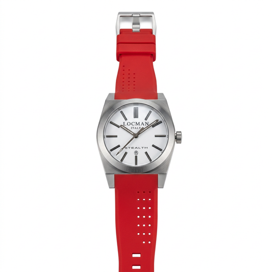 Locman Stealth ref. 201 | Quadrante bianco e cinturino rosso