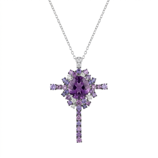Collana Damiani 20046534 | Oro bianco 18 kt, ametiste e diamanti