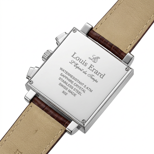 Louis Erard 77502 AA11 | Cronografo automatico rettangolare con cinturino marrone