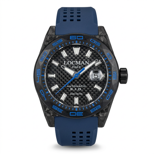 Locman automatico S.I.O. – Quadrante nero e cinturino blu