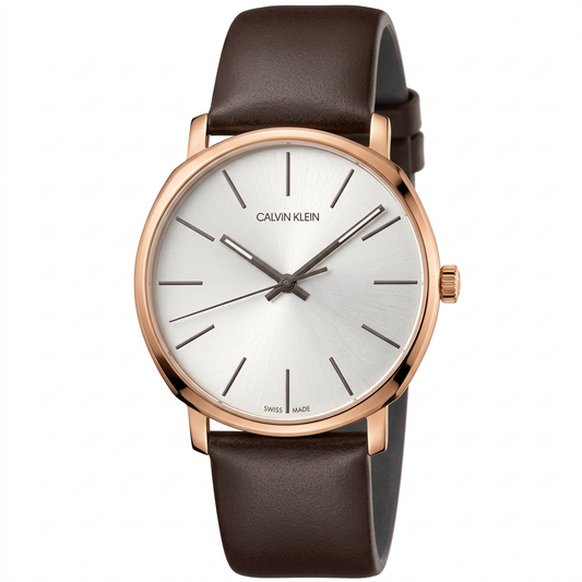 Calvin Klein K8Q316G6 | Orologio Swiss Made con cassa rosé e cinturino marrone