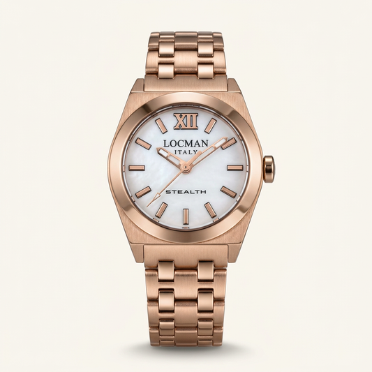 Locman Stealth Donna ref. 204 – Acciaio color oro rosa e quadrante bianco