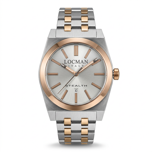 Locman Stealth – Quadrante argentato e bracciale bicolore