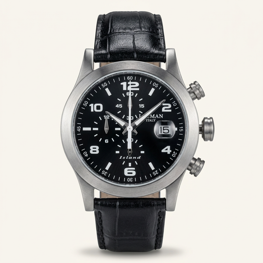 Locman Island Cronografo ref. 618 – Quadrante nero e cinturino in pelle
