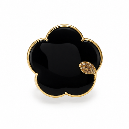 Anello Pasquale Bruni in oro giallo 18 kt con onice e diamanti brown