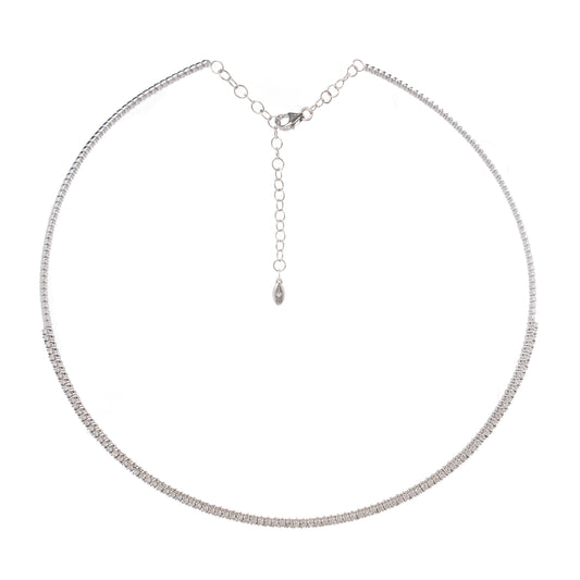Collana Choker Tennis in Oro Bianco con Diamanti – Mod. Choker – Collezione Conte Creative