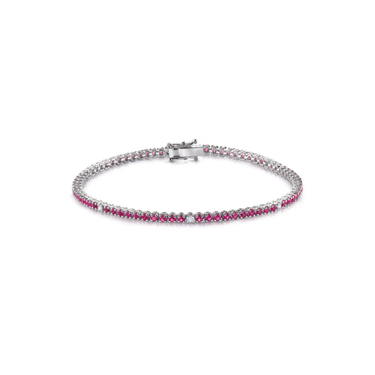Bracciale tennis  griffe tonda con rubini e diamanti - Gioielleria Conte