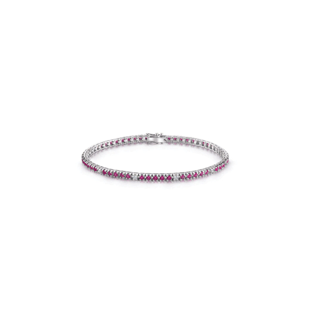 Bracciale Tennis piramide con rubini e diamanti - Gioielleria Conte