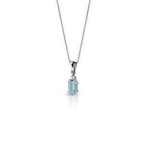 Collana con Acquamarina ottagonale e 1 brillante - Gioielleria Conte