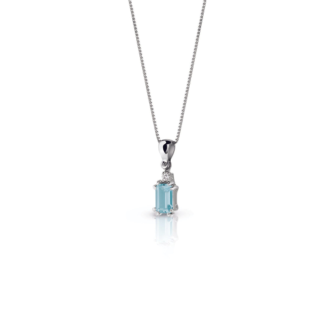 Collana con Acquamarina ottagonale e 1 brillante - Gioielleria Conte