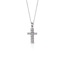 Carica l&#39;immagine nel visualizzatore di Gallery, Collana croce con diamanti griffe quadra - Gioielleria Conte
